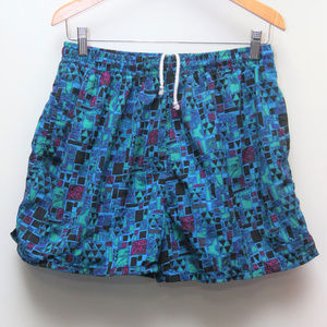 90s SUNSET HIGHWAY Patterned 3-Pocket Swim Trunks